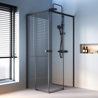 Душевой уголок AM.PM X-Joy W94G-403-10080-BТ 100х80 профиль Черный матовый стекло прозрачное